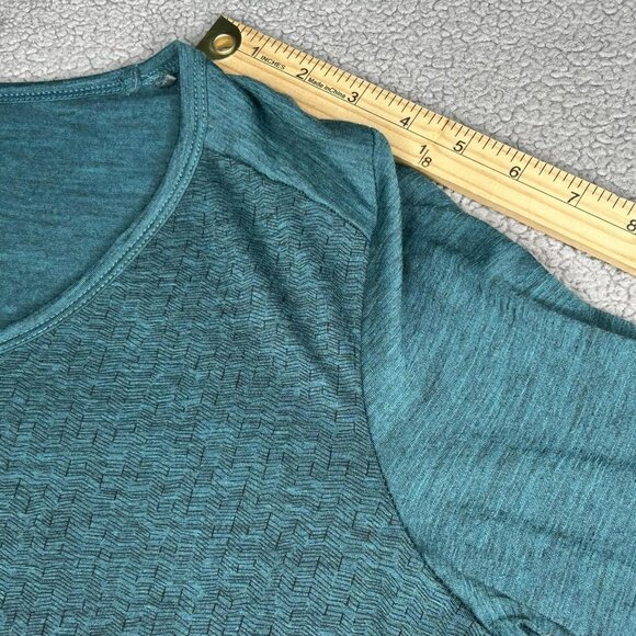 Segments Shirt Womens Small Teal 100% Merino Wool Long Sleeve V Neck Base Layer - Picture 8 of 11